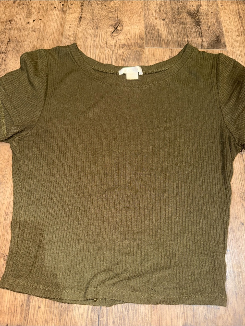 Bozzolo Olive Ribbed Short Sleeve Crewneck Tee